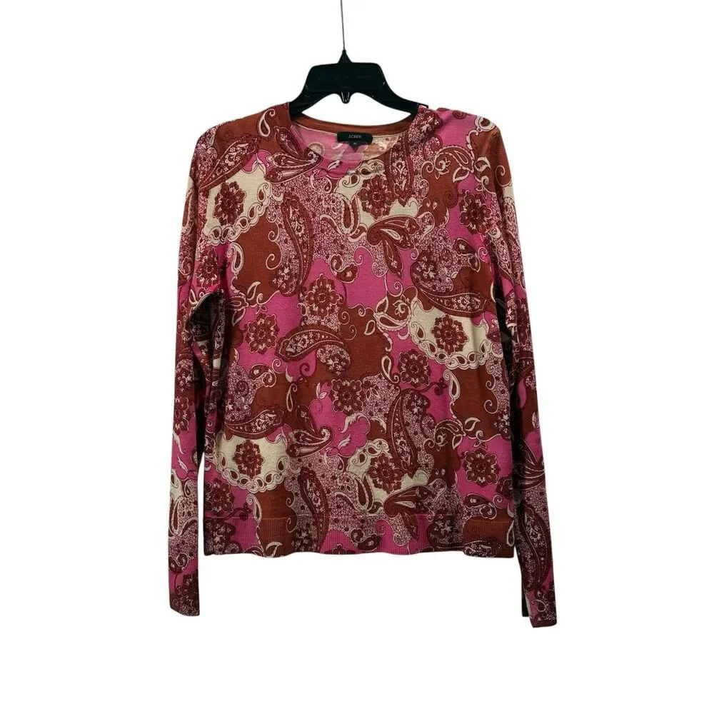 J. Crew Paisley 100% Merino Wool Margot Sweater Size M